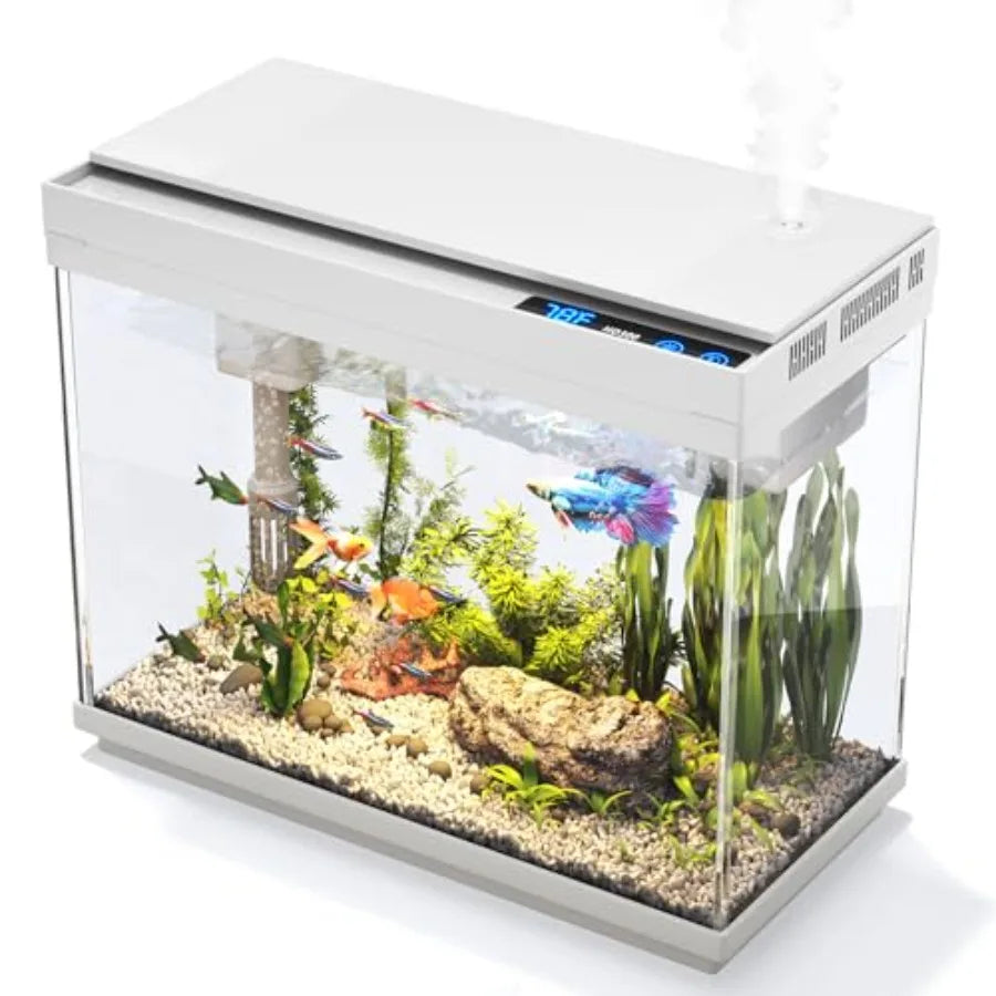 2.4 Gallon Fish Aquarium Starter Kit With Humidifier Temperature Display