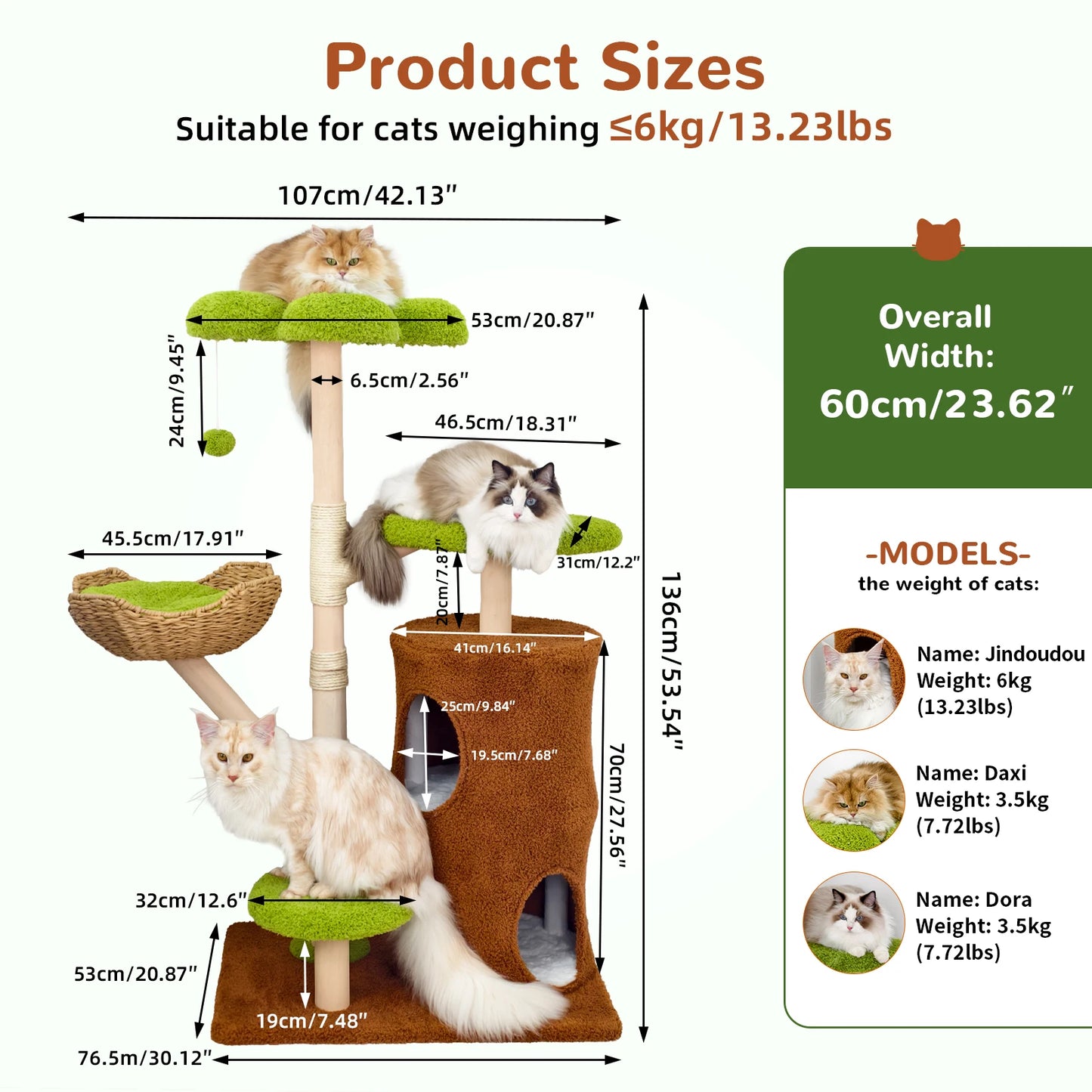 Borwart Double Tier Cat Tree Scratching Post and Activity Center