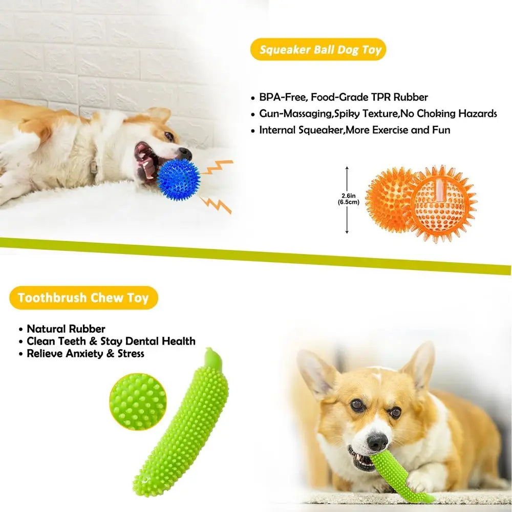 Dog Toy Pack 25 For Small Dogs Plush Squeaky Balls