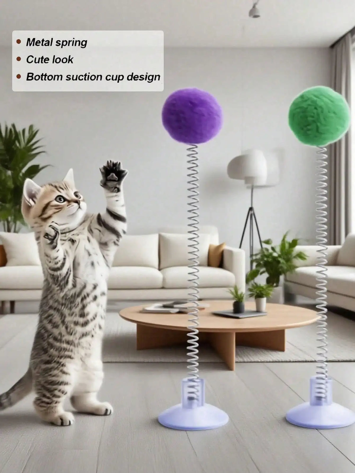 Interactive Cat Toy Set With Plush Ball And Teaser Wand