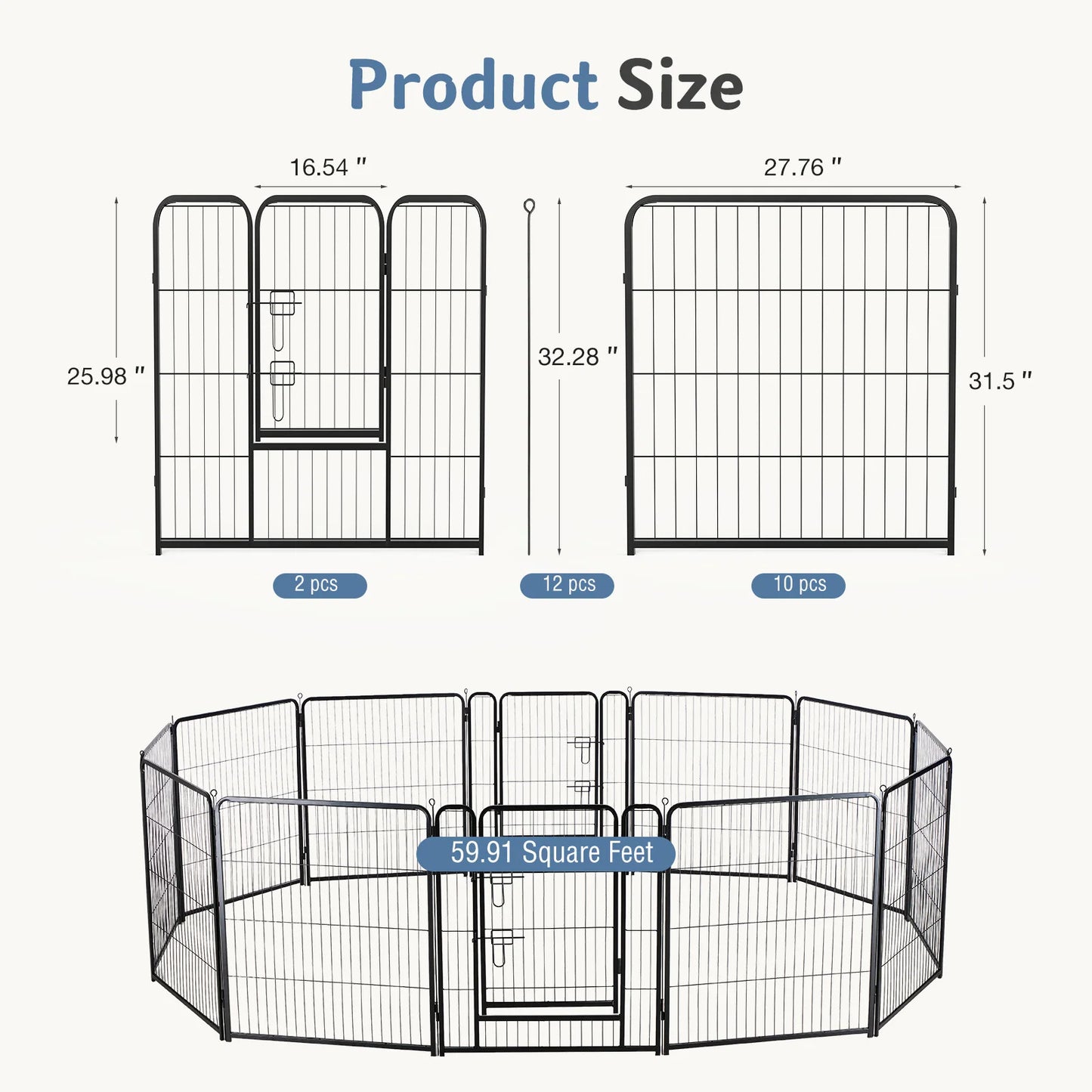 JHK Foldable Metal Dog Playpen For Indoor Outdoor Exercise