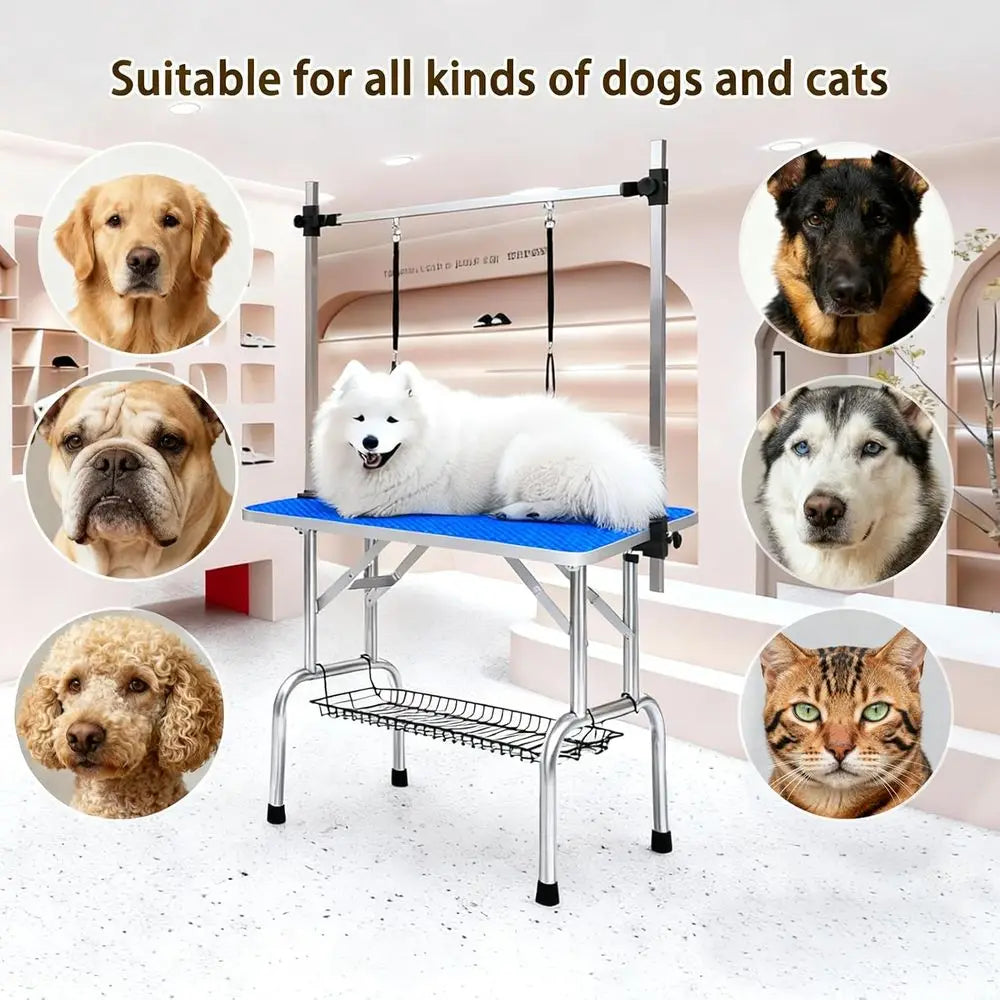 Pet Grooming Table With Adjustable Height And H-Type Arm Non-Slip