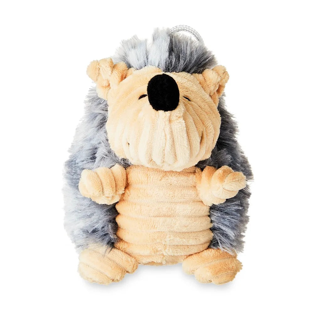 Gray Hedgehog Plush Dog Toy With Squeaker For Aggressive Chewers