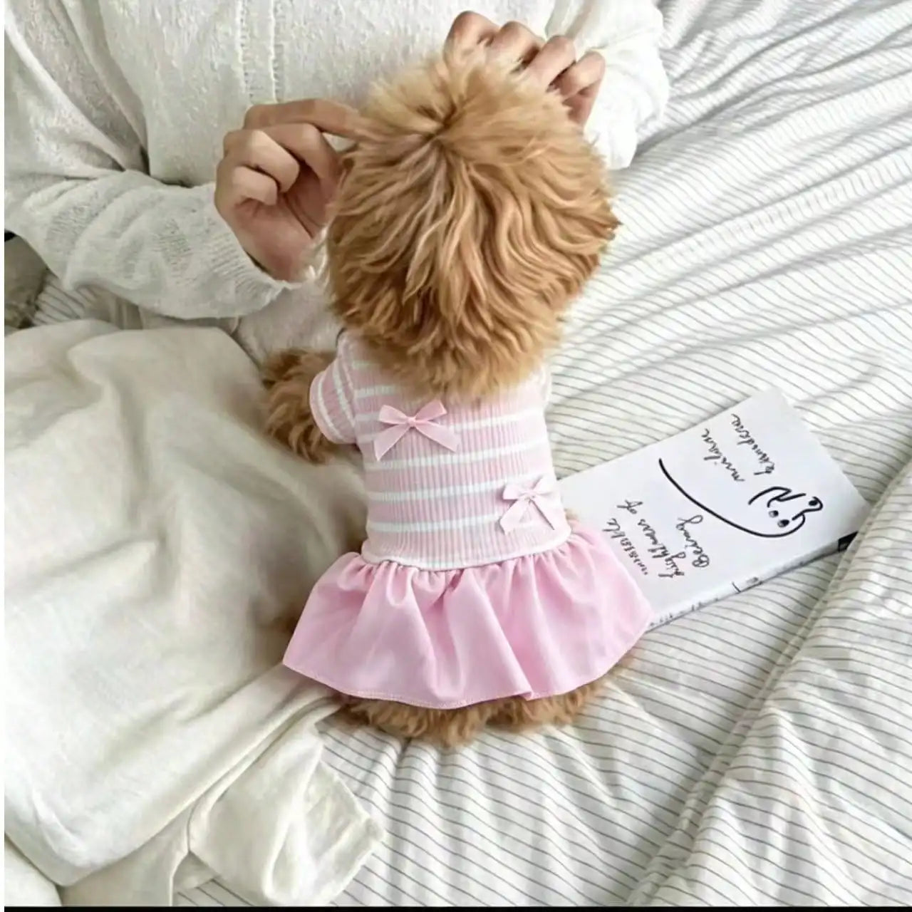Dog Striped Casual Dress Lightweight Airy Fabric Pet Clothes