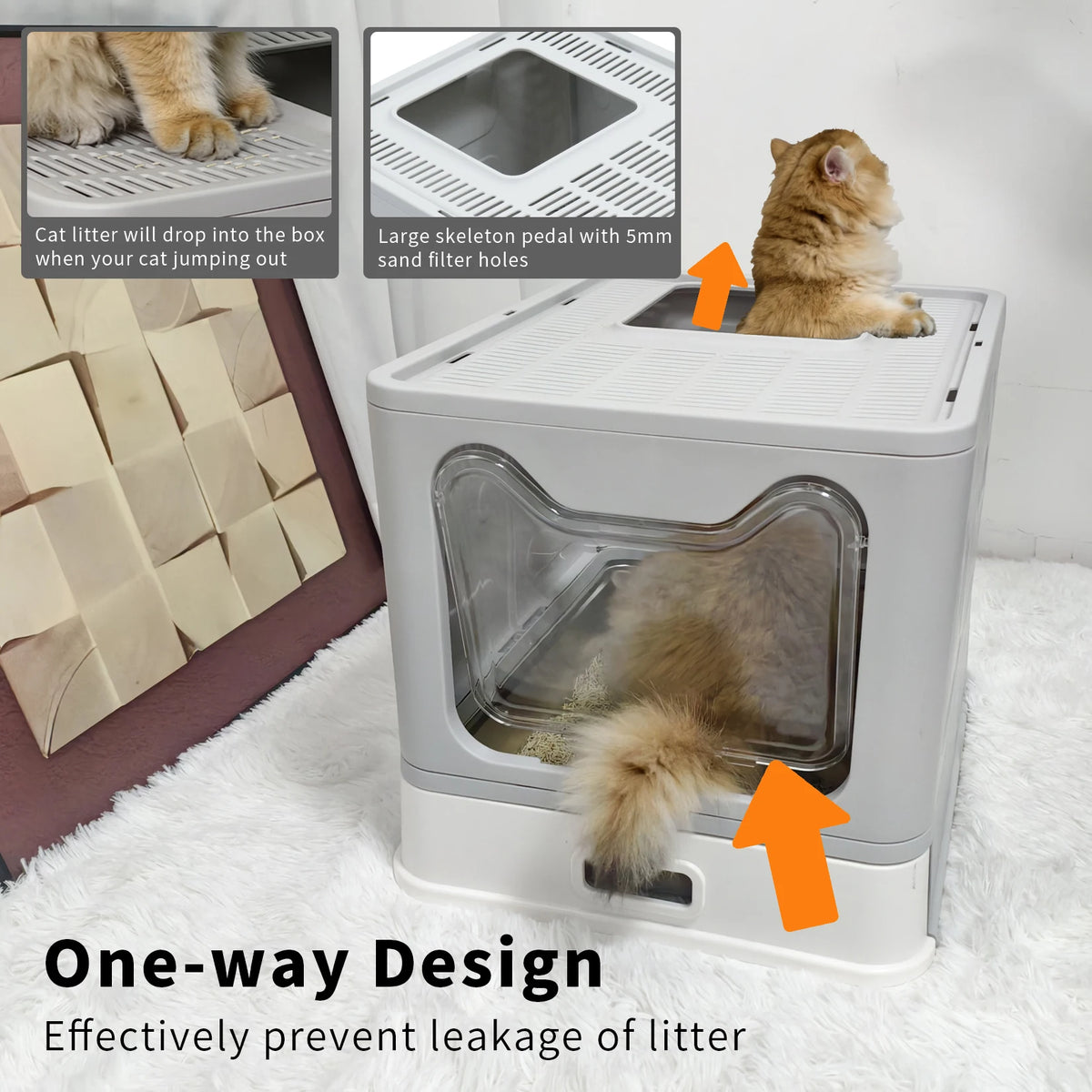 Large Front Entry Top Exit Cat Litter Box With Lid And Scoop