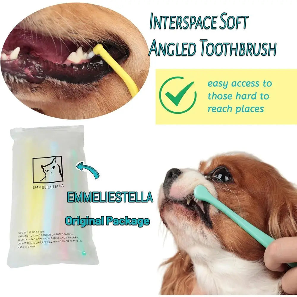 Pet Toothbrush Set for Dogs and Cats, Multi Angle Bristles