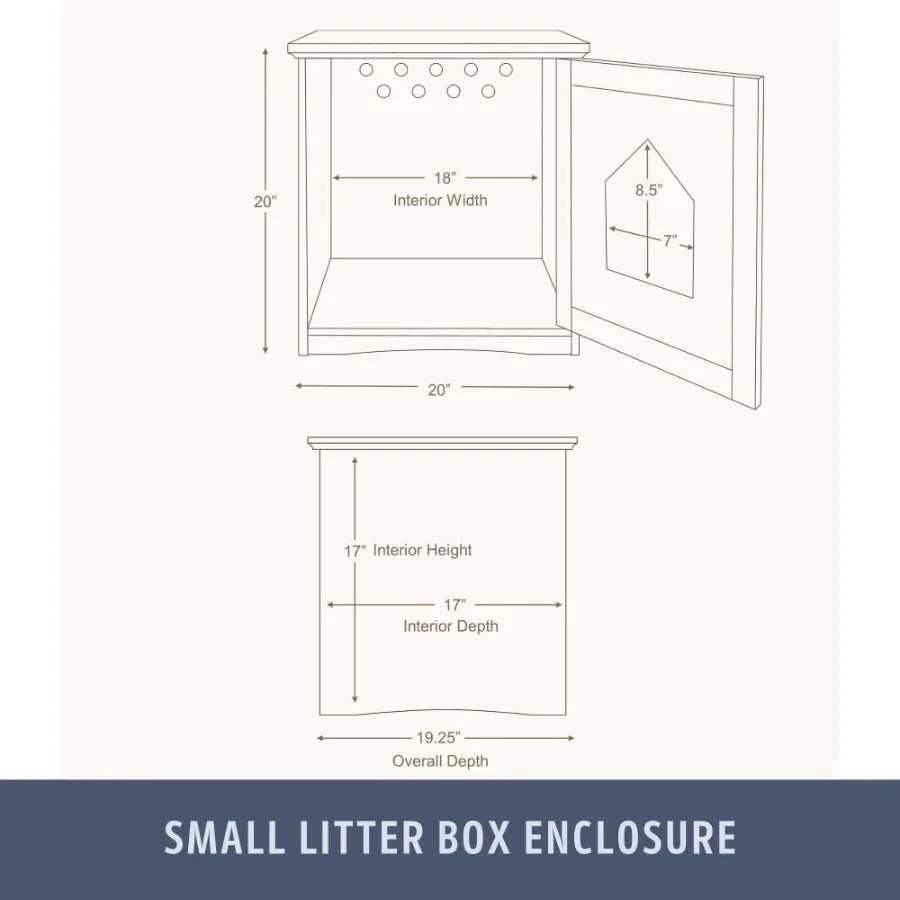 Small Cat Litter Box Enclosure Side Table Hidden Design