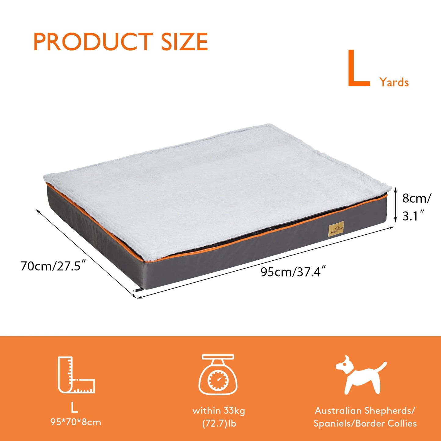 BINGOPAW Orthopedic Dog Bed Foam Cushion With Washable Cover