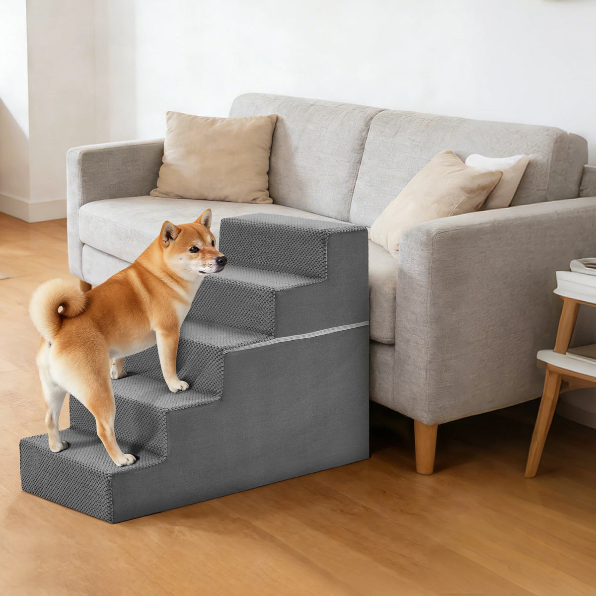 Right Angled Foam Dog Stairs Ramp 3-5 Steps Non Slip