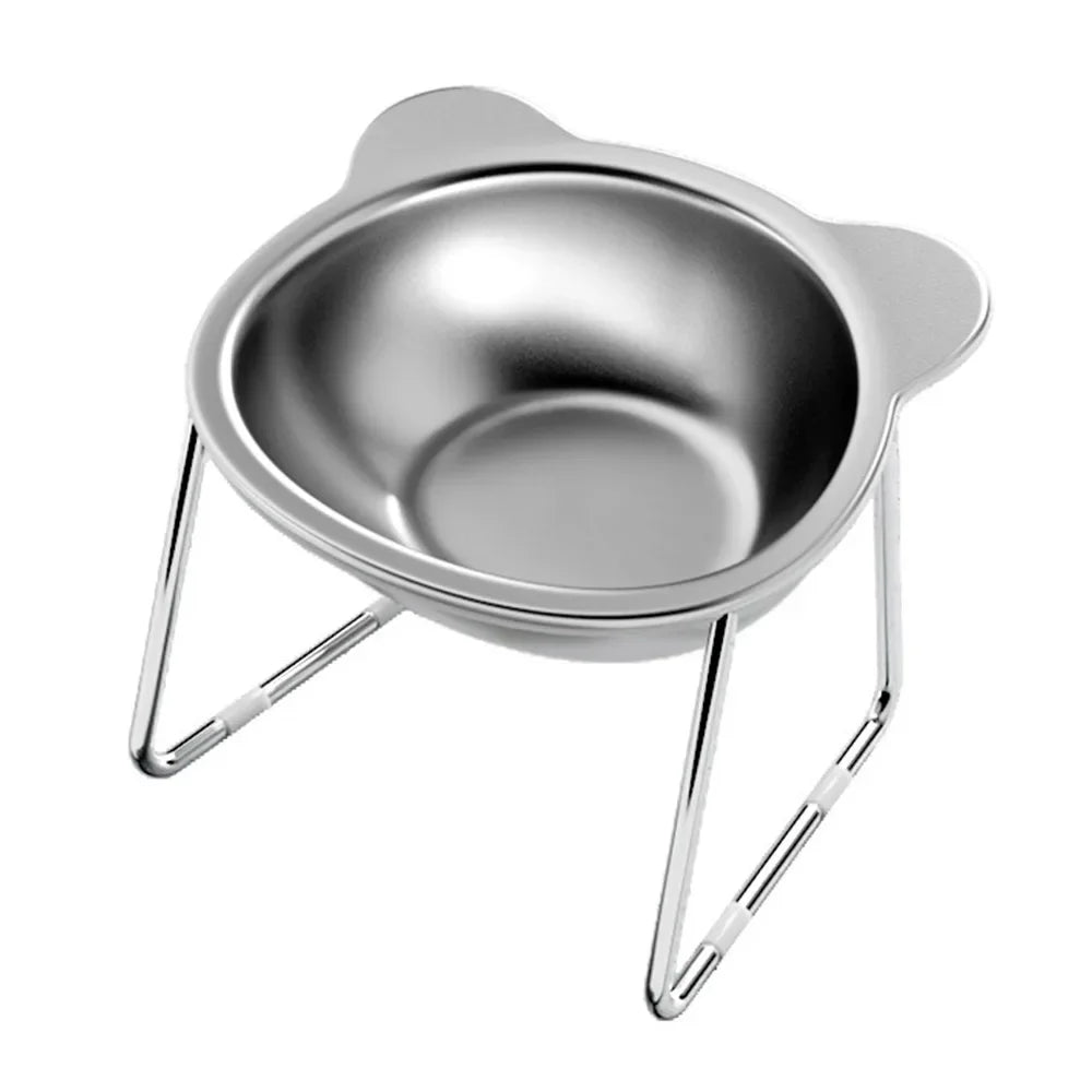 304 Stainless Steel Raised Cat Bowl With 15 Degree Tilt Shatterproof