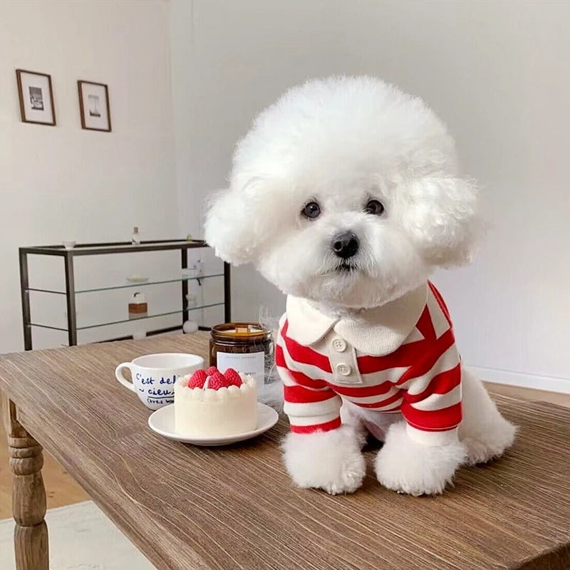 Summer Polo Shirt for Dogs Striped Cooling Vest Small Medium
