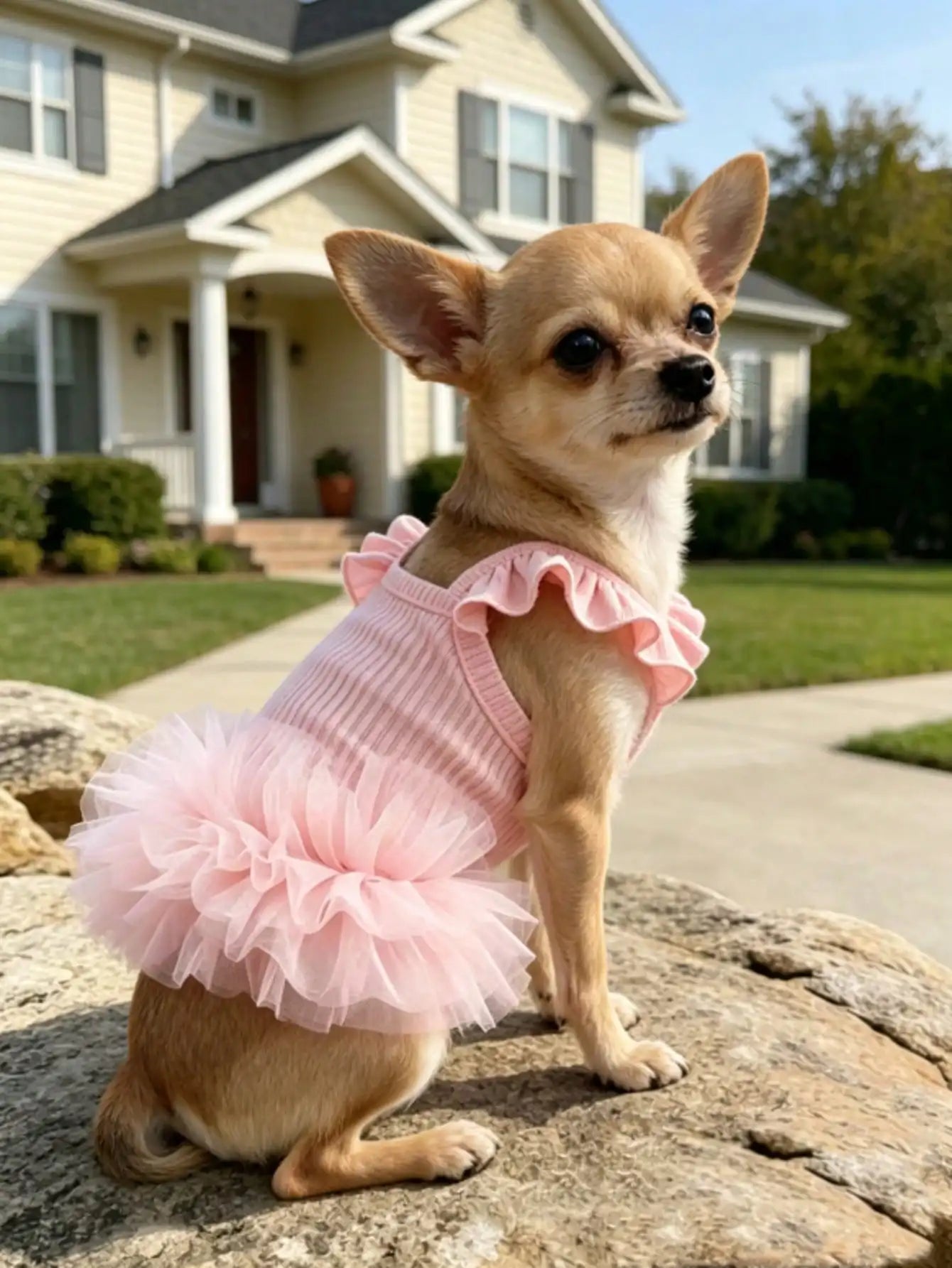 Elegant Ruffled Sleeve Princess Dress For Small Dogs And Cats