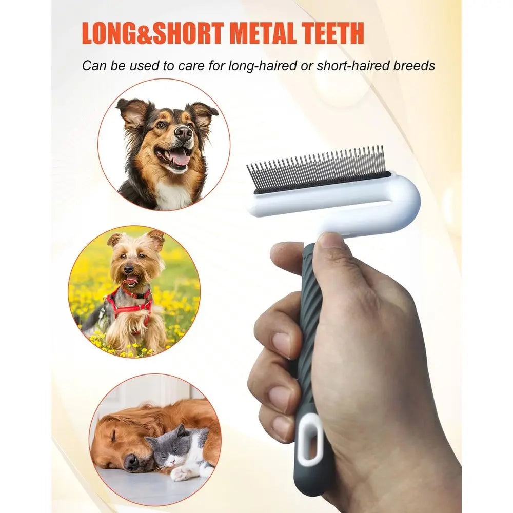 Dual Shape Pet Comb With Stainless Steel Teeth For Dogs And Cats