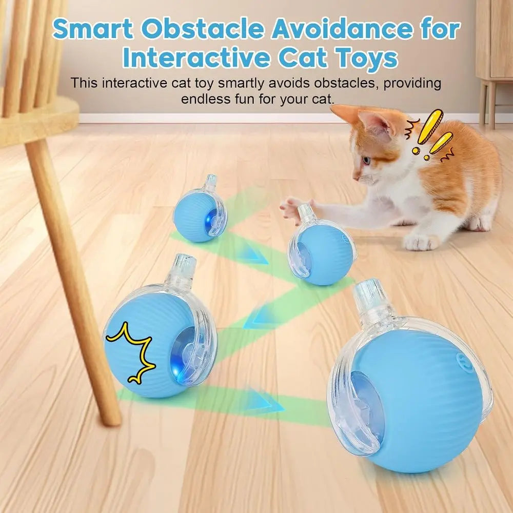 Active Enrichment Cat Toy With Elastic Tail And Automatic Rolling