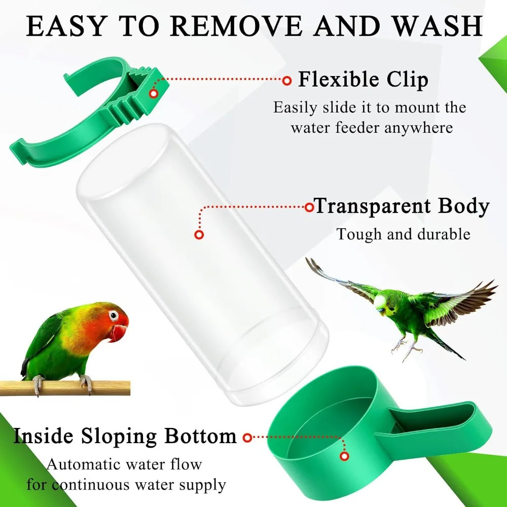 Lamoutor 4 Piece Plastic Bird Water Feeder Clip For Cages