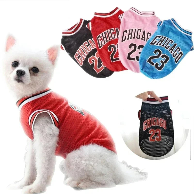 Dog Basketball Jersey Summer Pet Clothes Mesh Breathable Vest