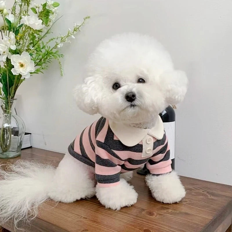 Summer Polo Shirt for Dogs Striped Cooling Vest Small Medium