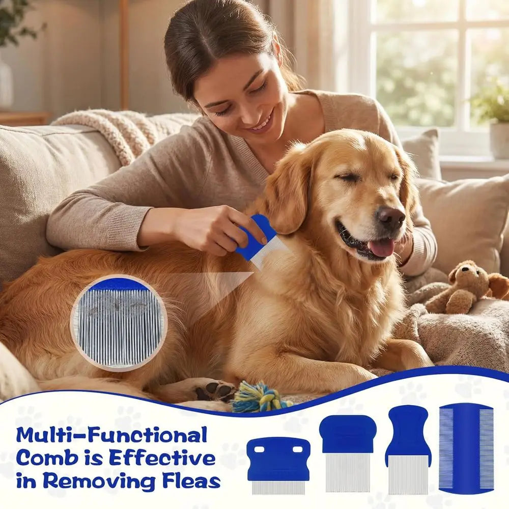 Stainless Steel Pet Grooming Comb Set for Tangles 7 Pack