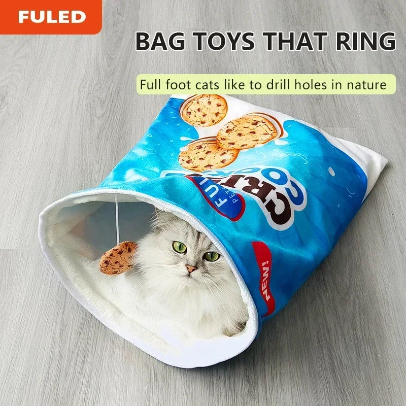 Interactive Collapsible Cat Tunnel Toy With Plush Ball For Cats