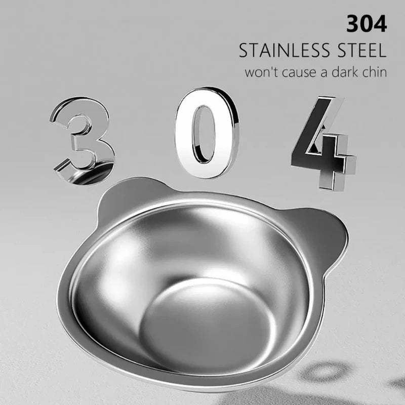 304 Stainless Steel Raised Cat Bowl With 15 Degree Tilt Shatterproof