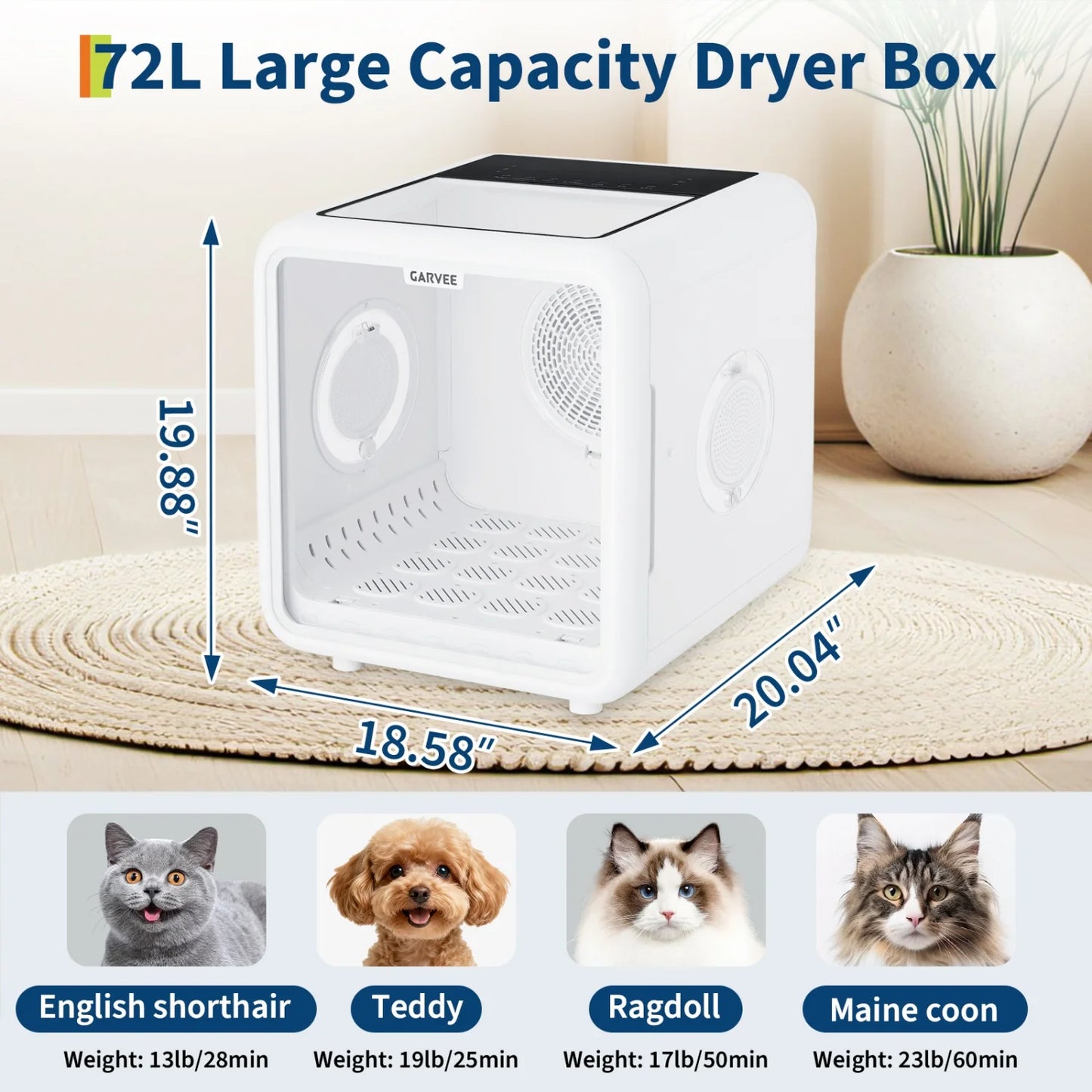 HiMISS Automatic Pet Drying Box 360 Degree Smart Temperature Control