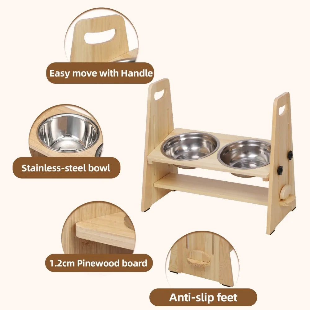 Height Adjustable Elevated Dog Bowls Stand For All Dogs