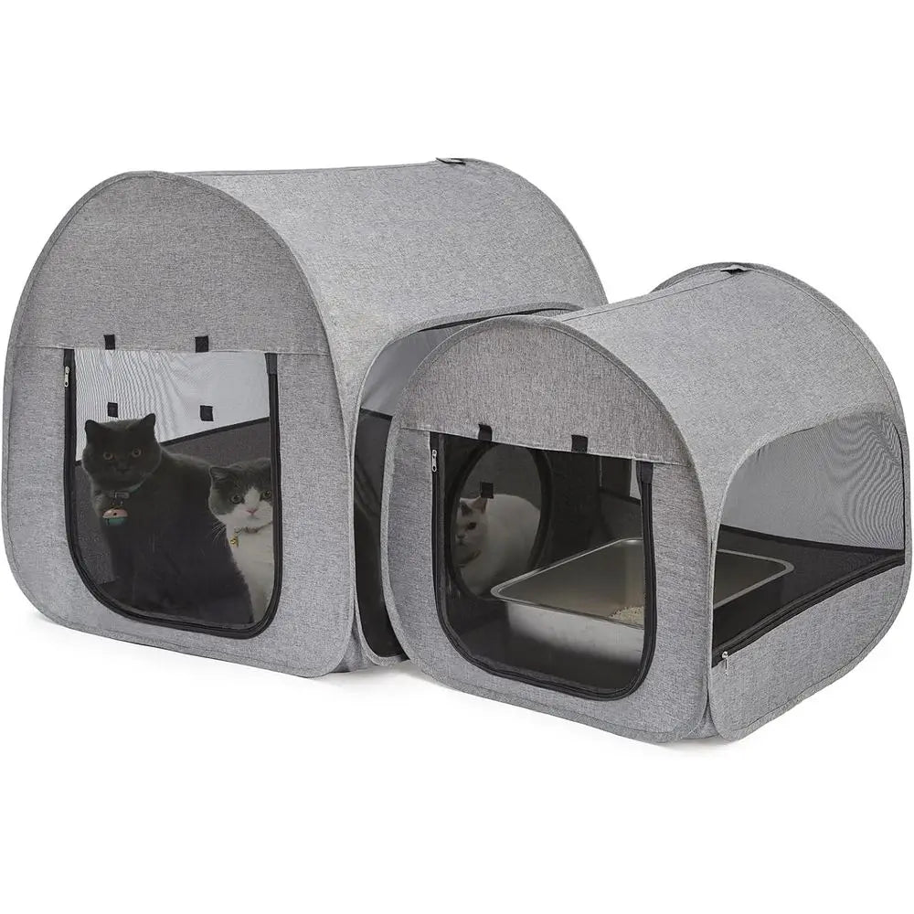 Gray Cat Playpen For Indoor And Outdoor Use Pet Enclosure