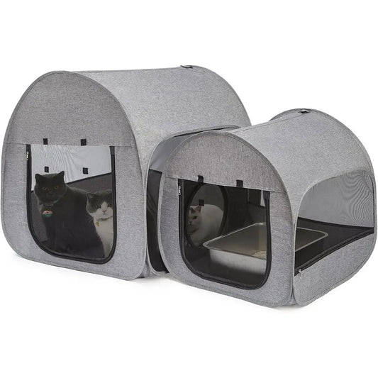 Gray Cat Playpen For Indoor And Outdoor Use Pet Enclosure