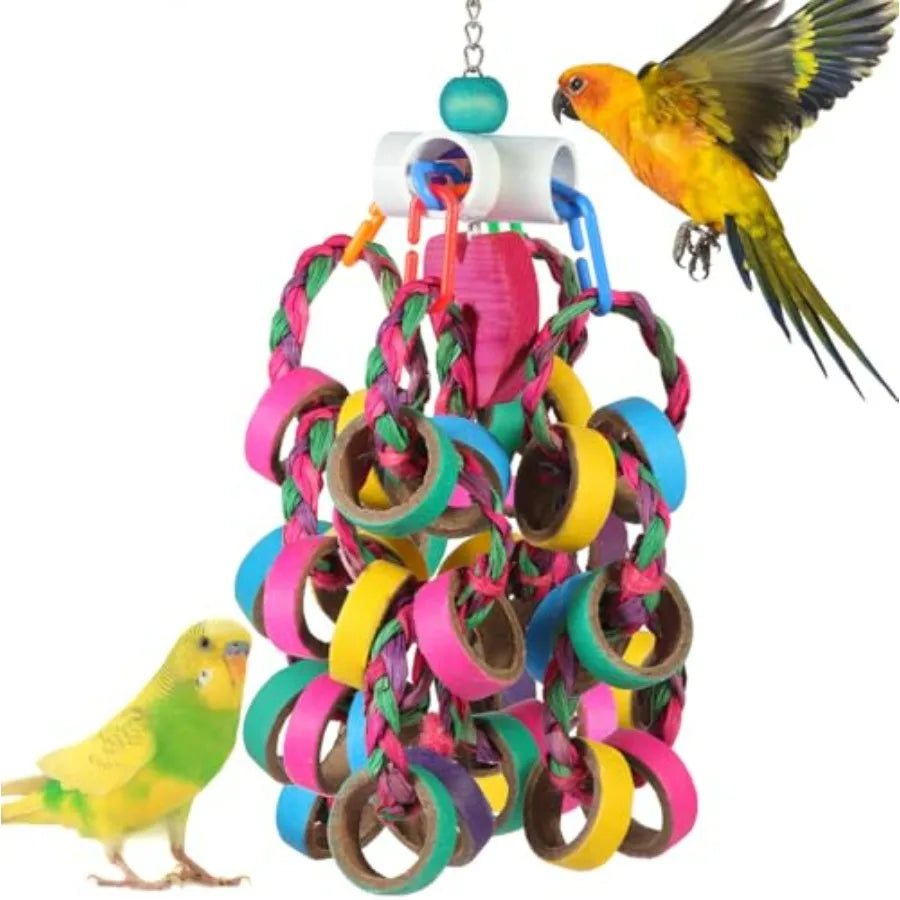 Conure Bird Toys Foraging Shredder Bagel Chewy Rings 24 Pieces