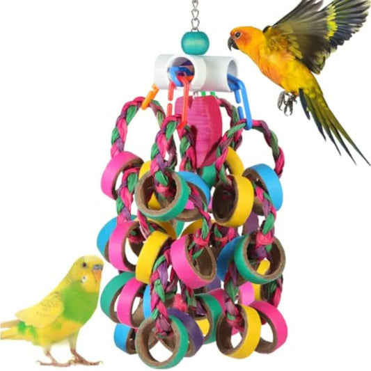 Conure Bird Toys Foraging Shredder Bagel Chewy Rings 24 Pieces