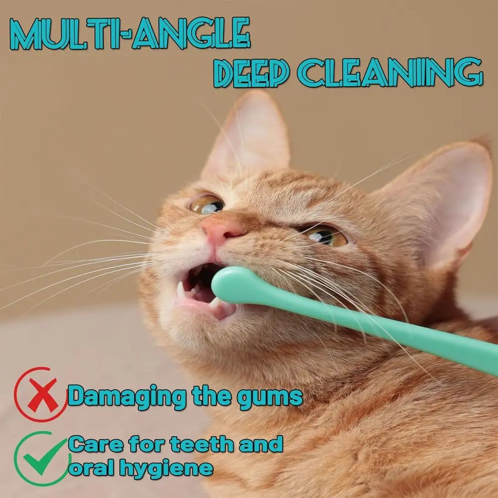 Pet Toothbrush Set for Dogs and Cats, Multi Angle Bristles