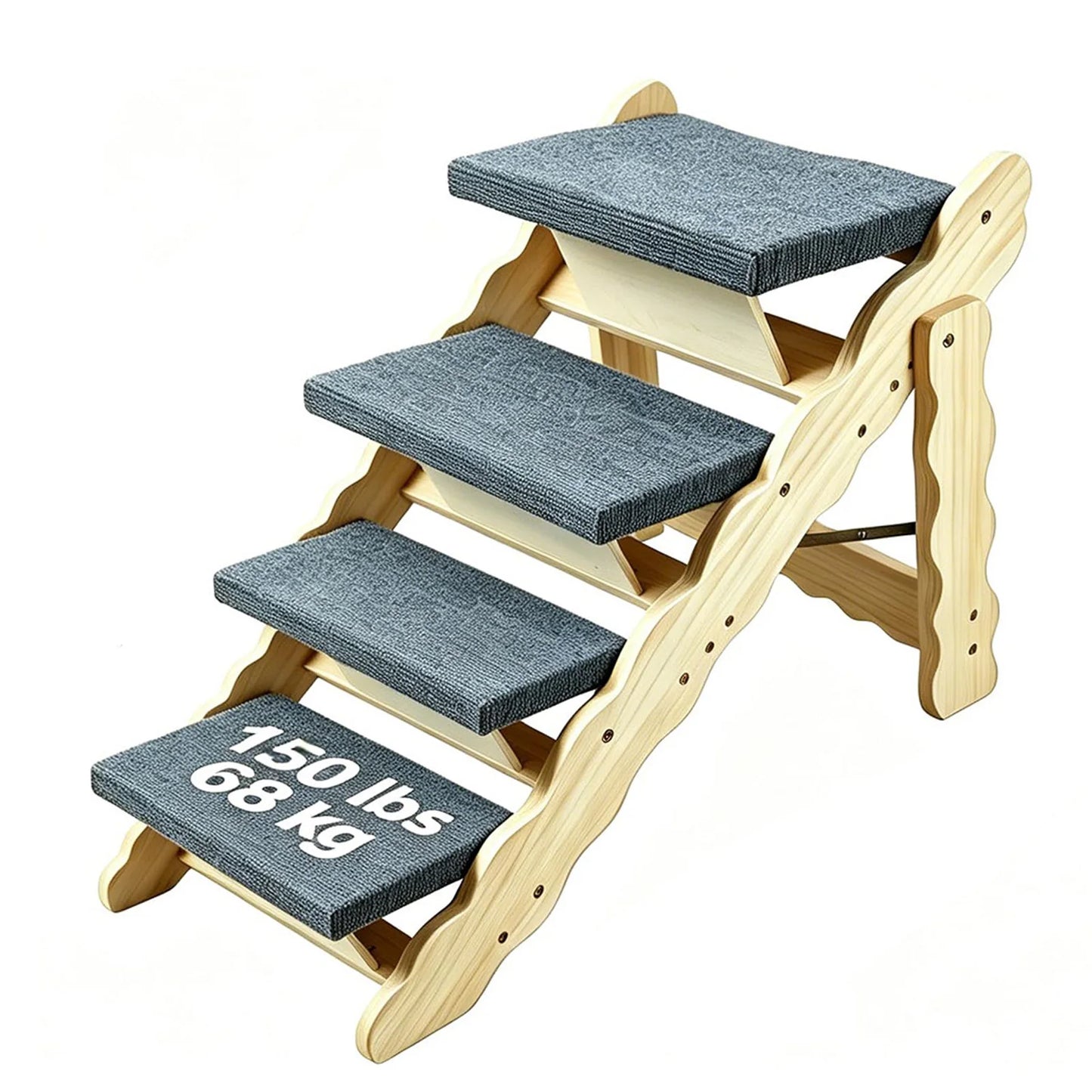 DishyKooker Two In One Wooden Pet Stairs Folding Ramp