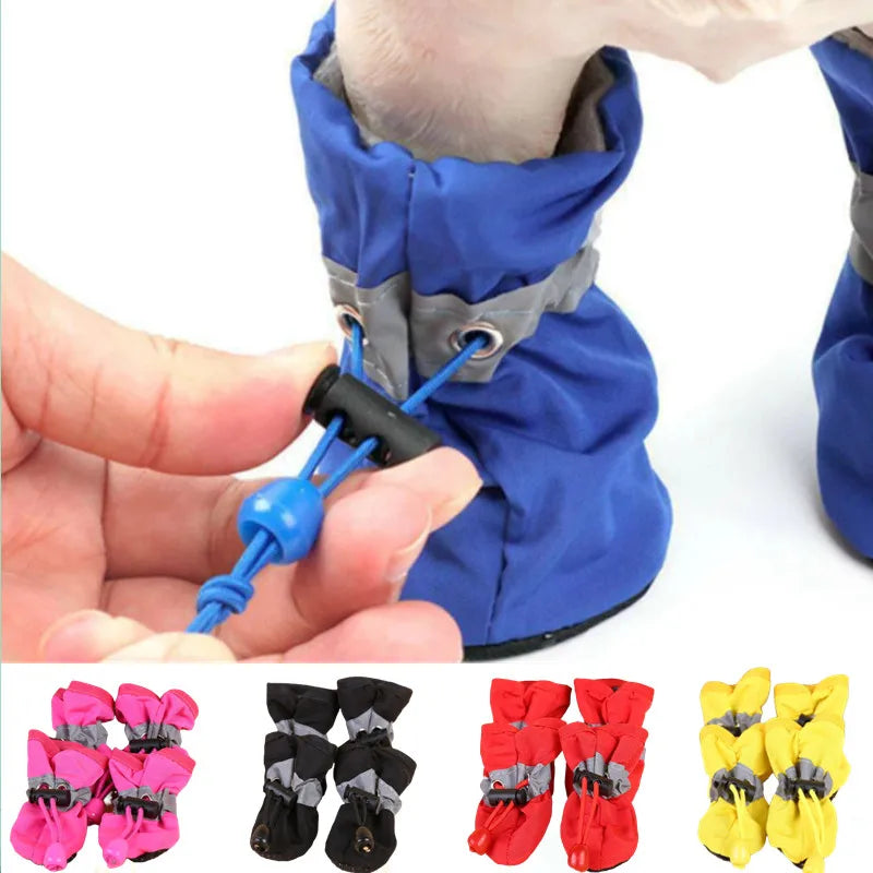 Waterproof Pet Shoes For Dogs And Cats 4-Piece Anti-Slip Boots