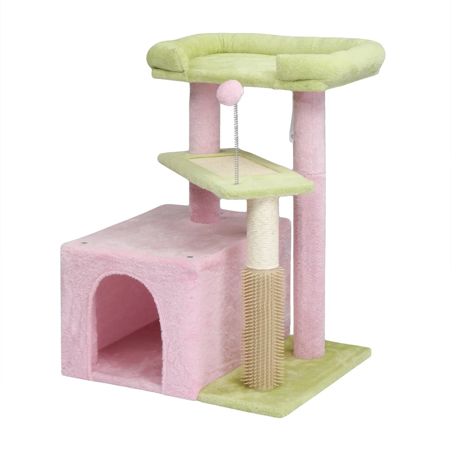 Four Level Cat Tower With Scratching Post And Cozy Bed