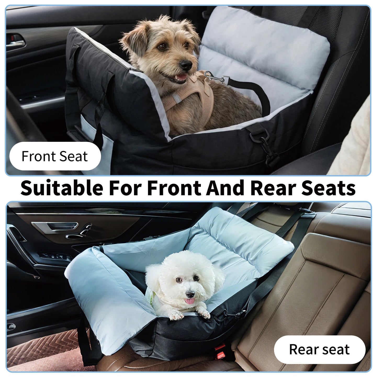 Borwart Portable Dog Car Seat With Safety Belt Storage Pocket