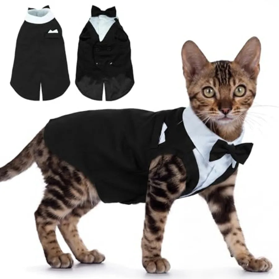 Cat Tuxedo Bow Tie Costume For Cats Soft Skin Friendly Outfit