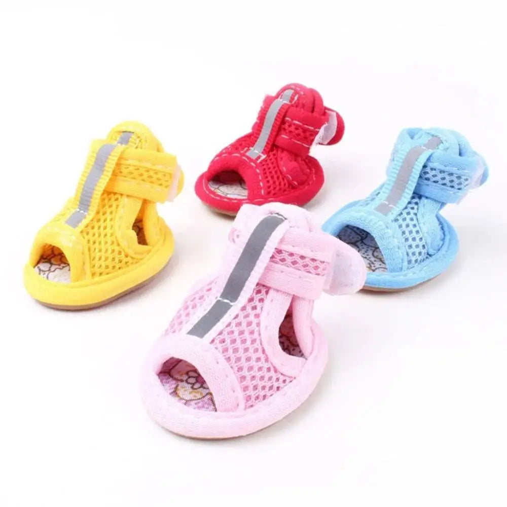 Dog Mesh Sandals Anti Slip Reflective Strap Breathable Shoes