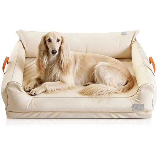 Leather Plush Donut Dog Bed For Pets, Cozy Snuggle Mat