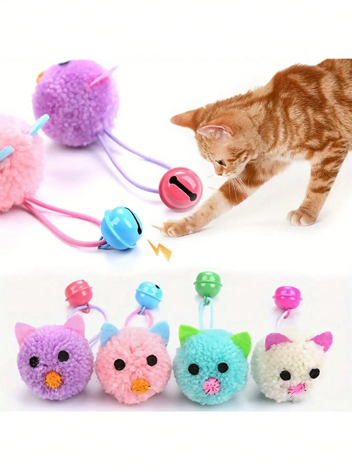 Interactive Plush Cat Toys With Bells And Chew Textures