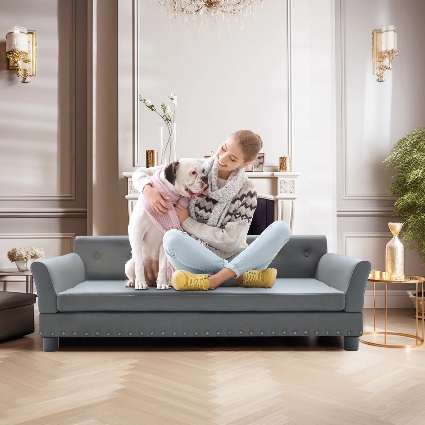 BORWART Heavy Duty Pet Sofa Bed Raised Dog Cat Couch