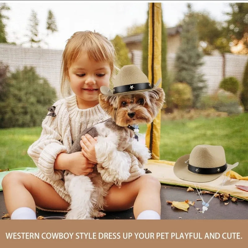 Pet Western Party Outfit Set With Rivet Decor Hat Band