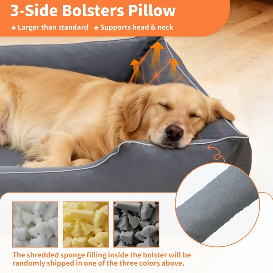 BORWART CN Large Orthopedic Dog Bed Sofa With Bolster Sides