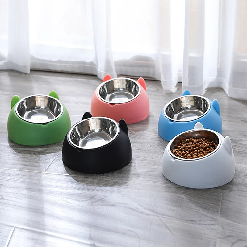 Stainless Steel Cat Bowl With Non-Slip Base And 15-Degree Tilt