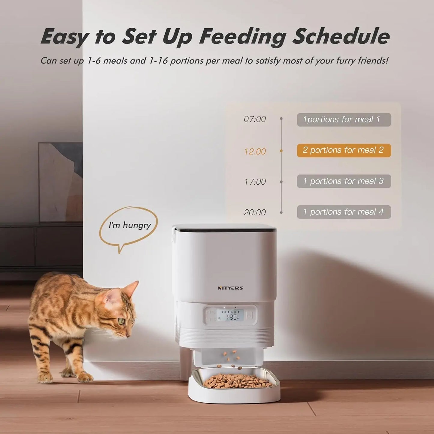 Nityers 4.5L Automatic Cat And Small Dog Pet Feeder With Stainless Steel Bowl