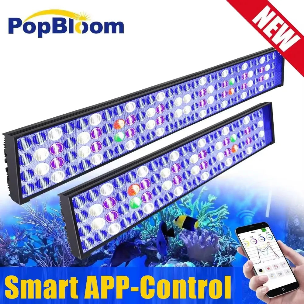 PopBloom WiFi LED Aquarium Light Full Spectrum Reef Corals Lamp