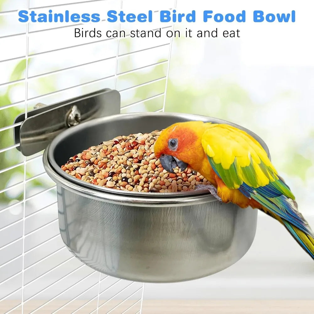 Two Pcs Plastic Bird Cage Feeder Cups For Pet Birds