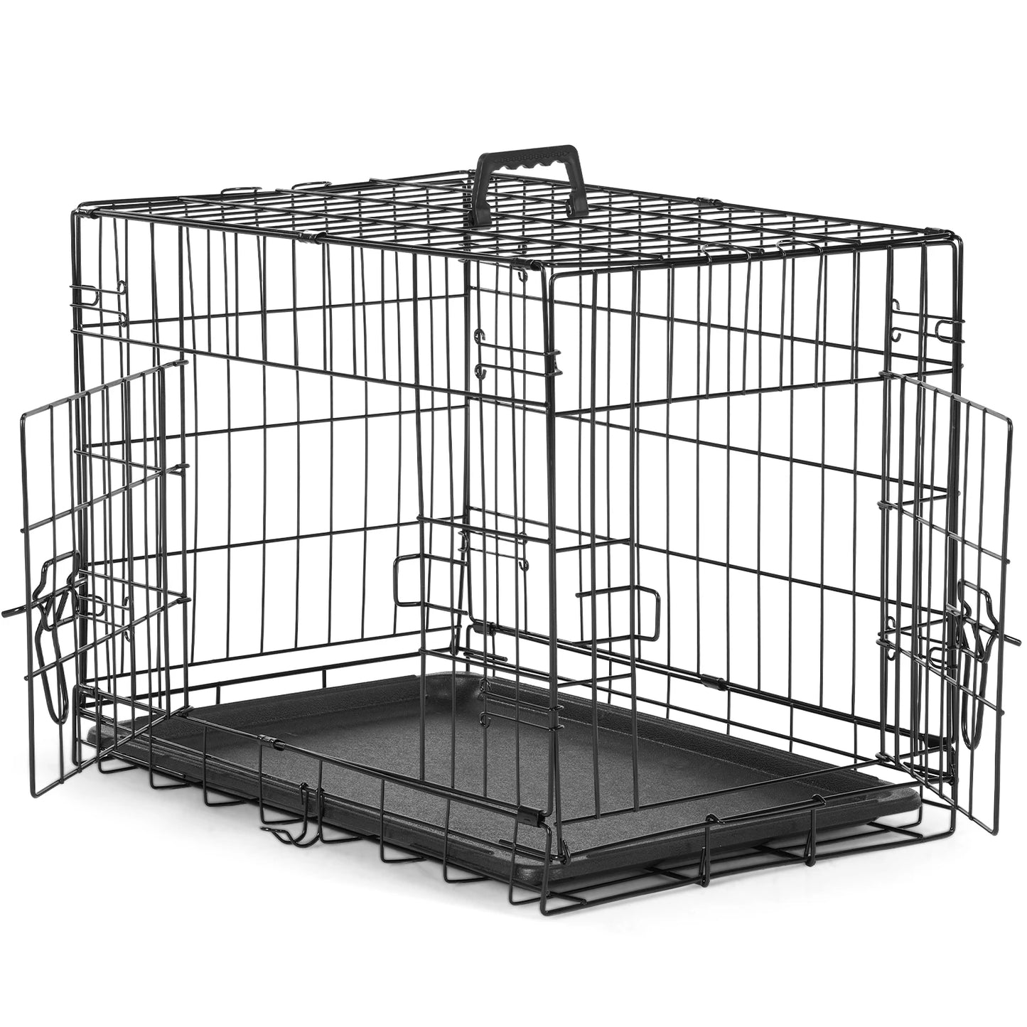 JHK Double Door Folding Metal Wire Dog Kennel With Tray