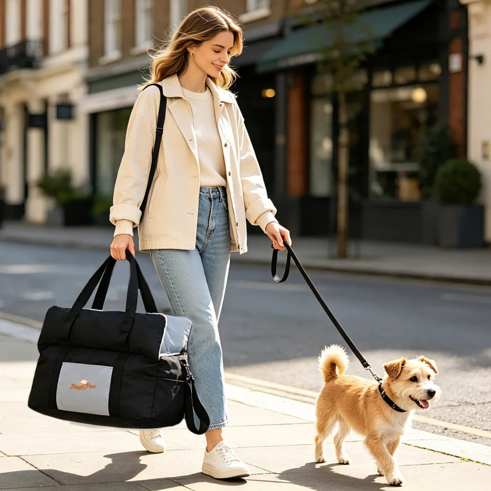 Borwart Portable Dog Car Seat With Safety Belt Storage Pocket