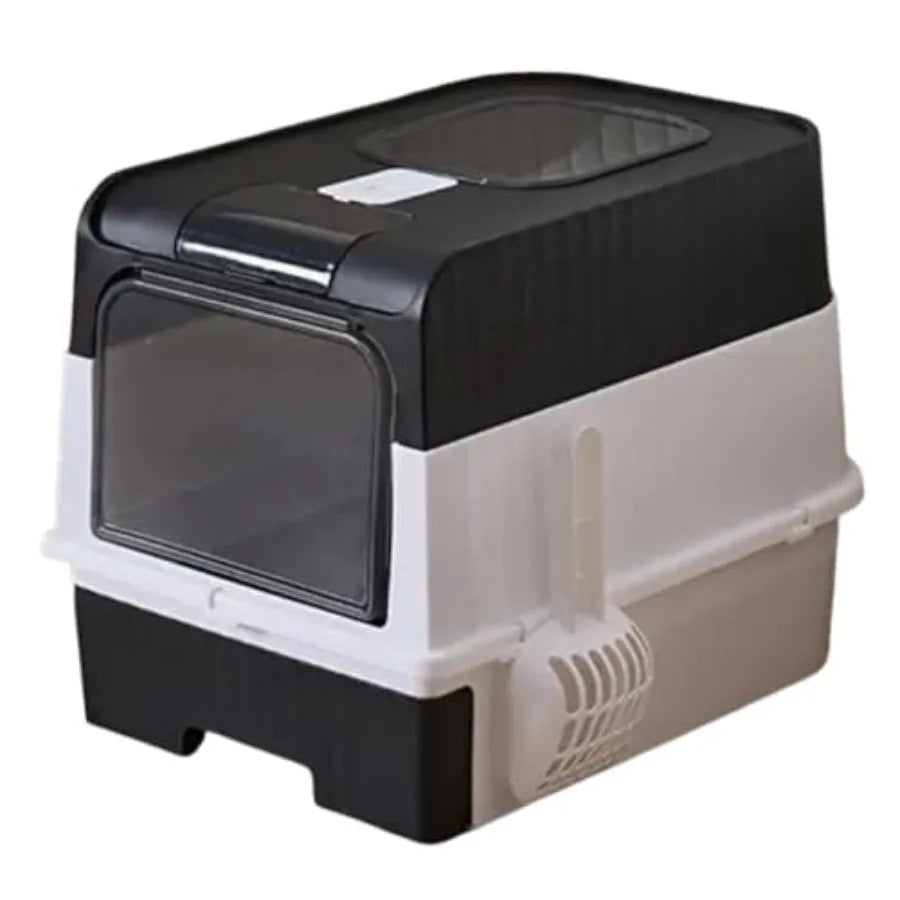 Enclosed Cat Litter Box Removable Front Entry And Top Exit