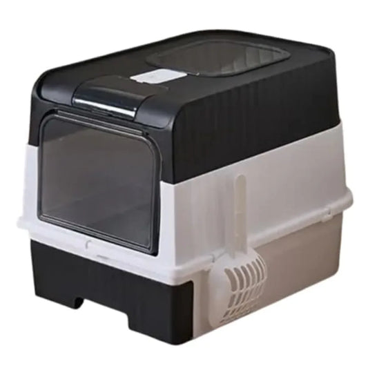Enclosed Cat Litter Box Removable Front Entry And Top Exit